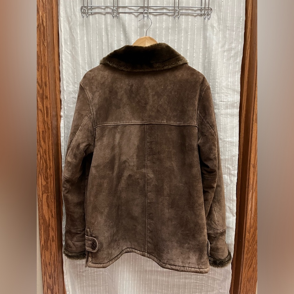 Dennis Basso Brown Faux Suede Fur Trim Coat S - Picture 7 of 8